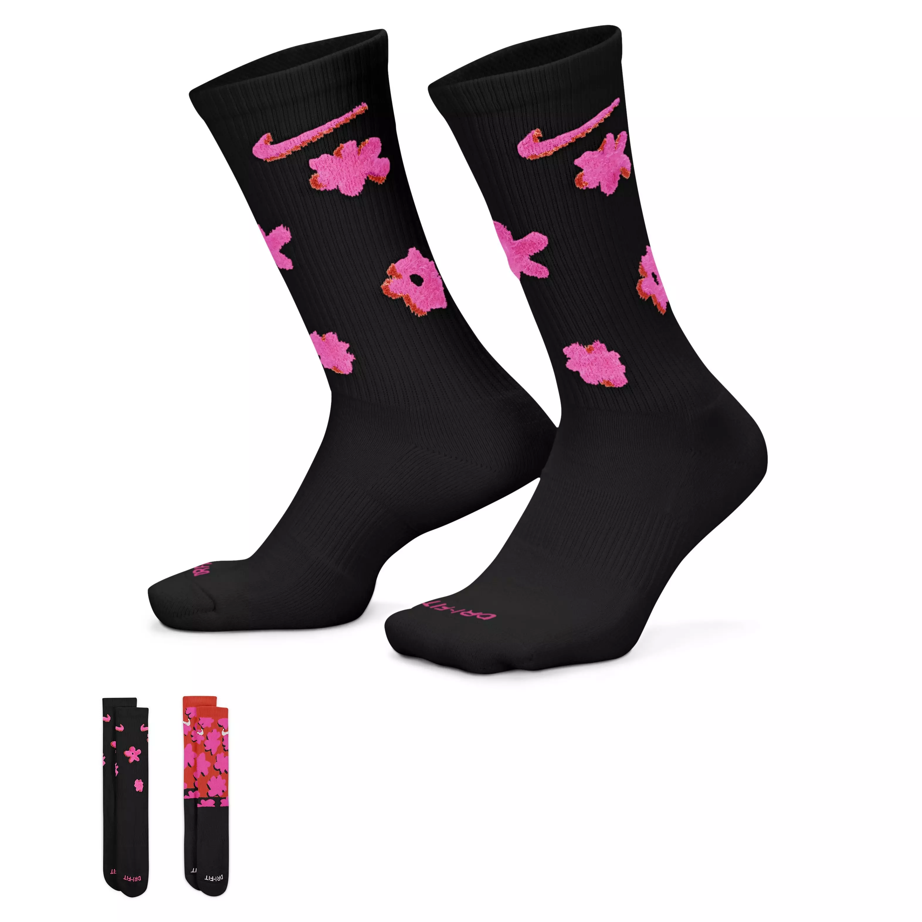 Nike Everyday Plus 2 Pack Socks Flower Black Hibbett City Gear